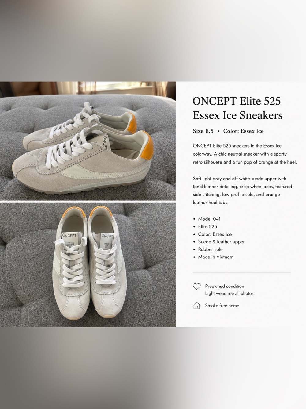 oncept size 8 white suede brand new sneakers